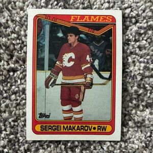Topps Flames Hockey Card - Red and White